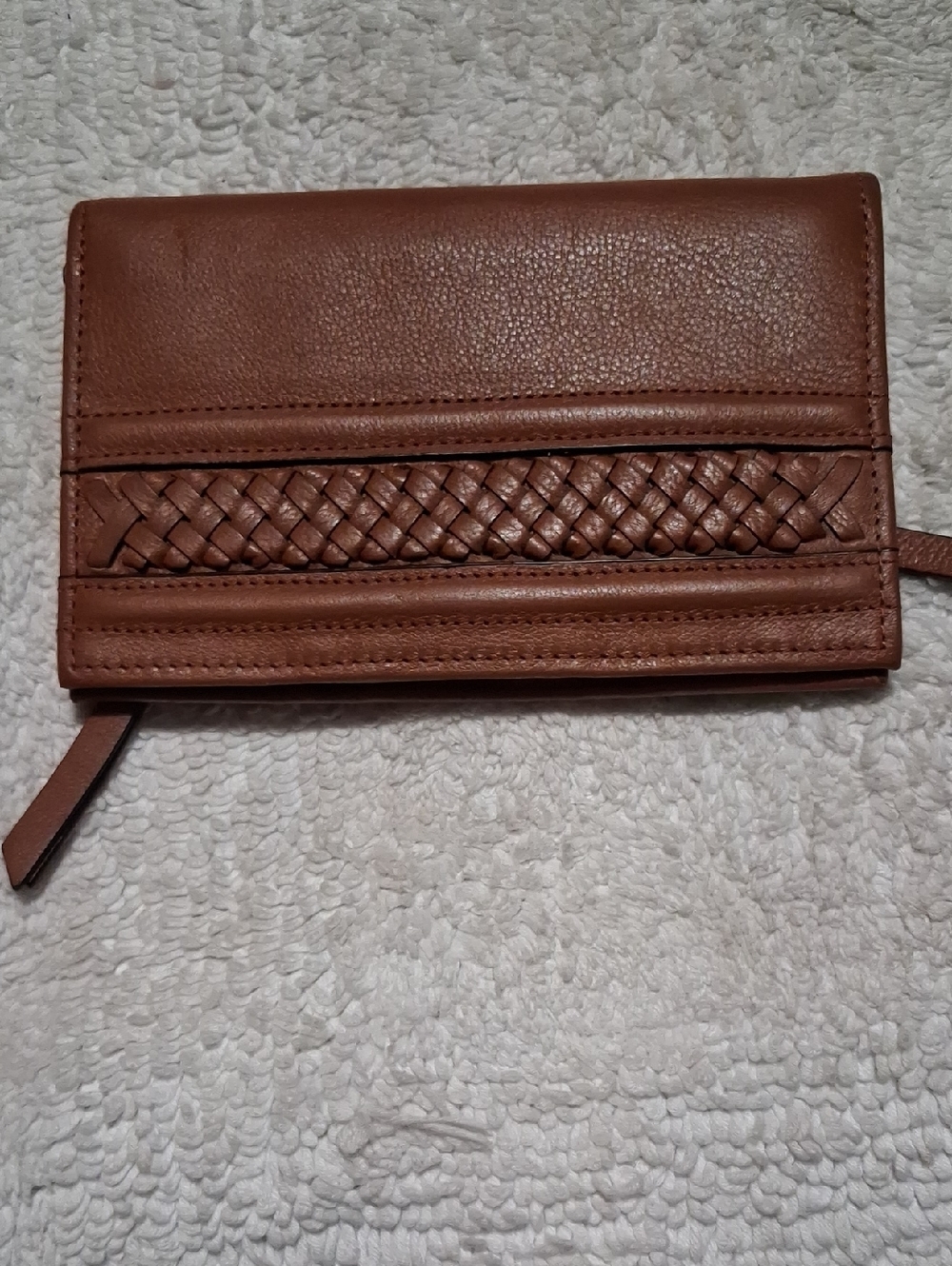 Brighton Santorini Two-Tone Leather Card Wallet in Dark Brown and Cognac